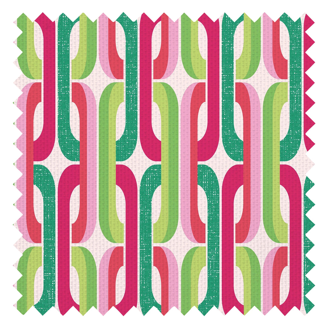 Retro Links Fabric in Pinks and Apple Greens