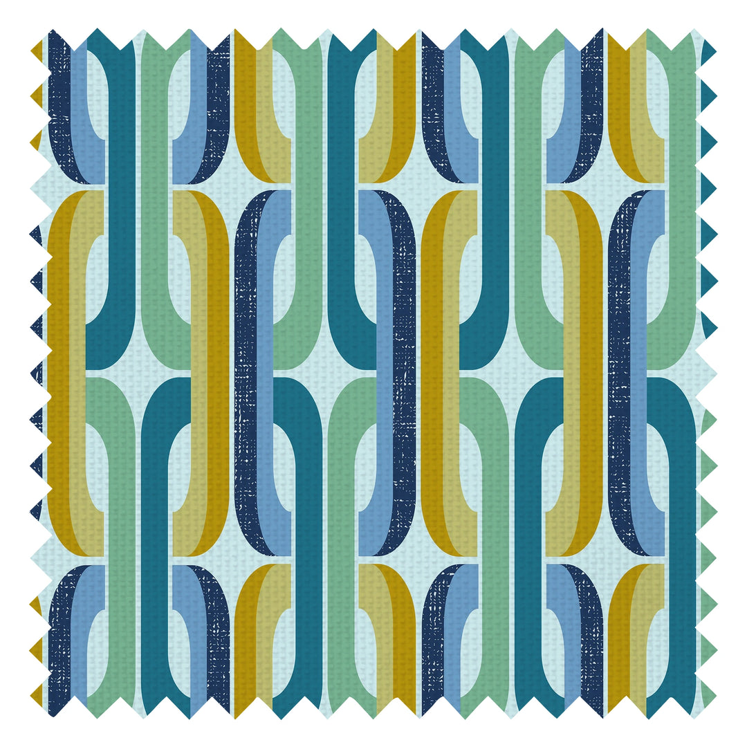Retro Links Fabric in Blues and Yellows