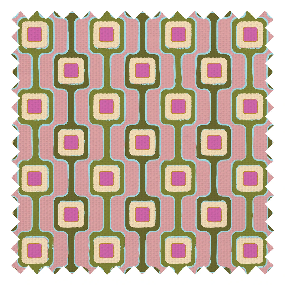 Cosmic Circuitry Fabric in Dusky Pink and Avocado