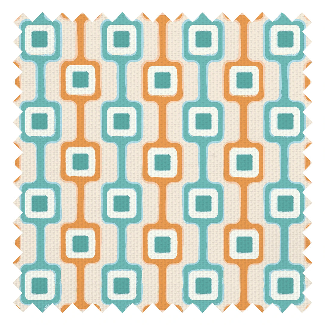 Cosmic Circuitry Fabric in Turquoise and Orange