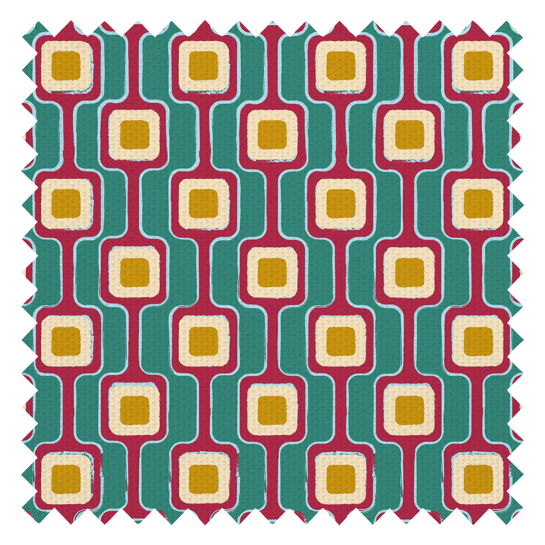 Cosmic Circuitry Fabric in Teal and Wine
