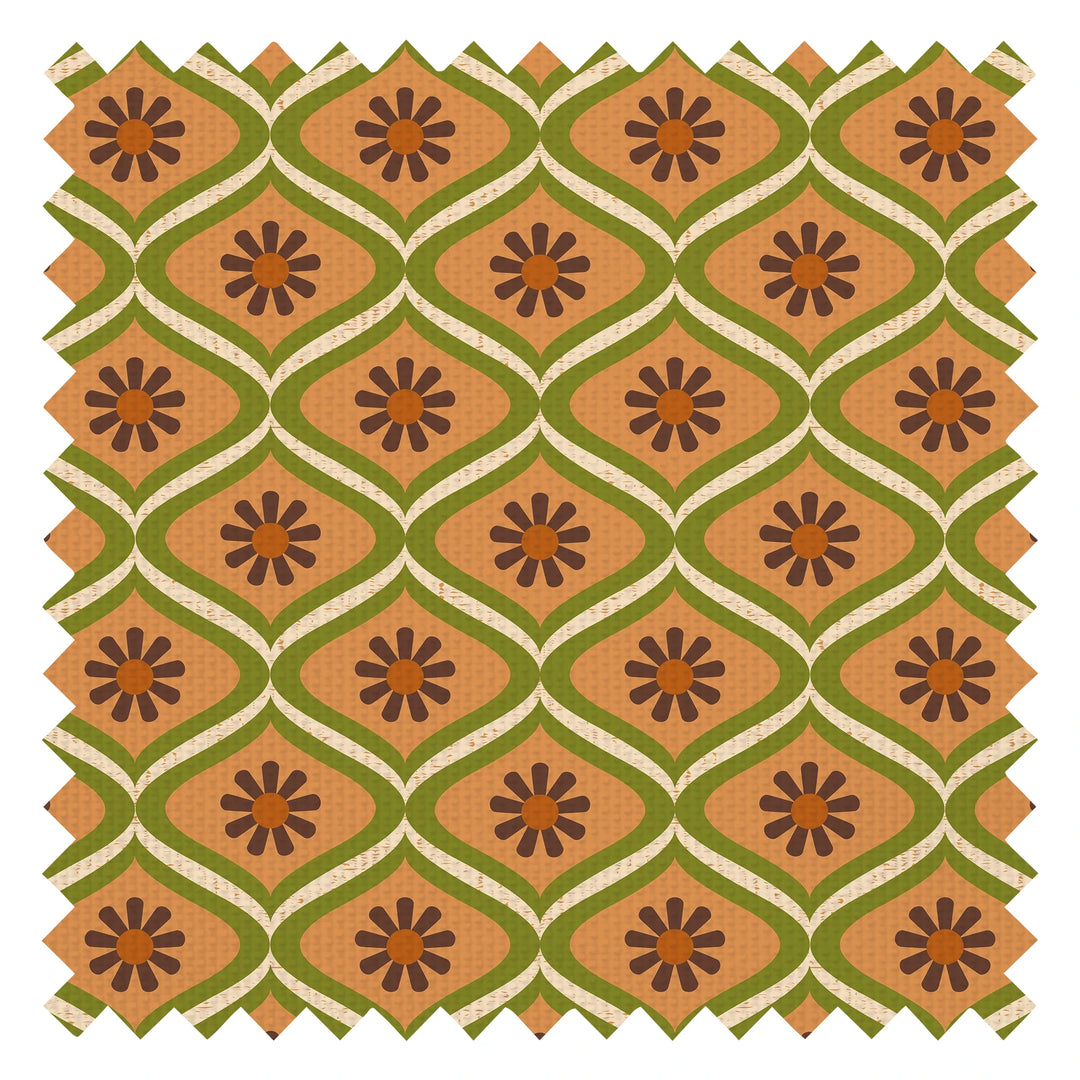 Atomic Teardrop Fabric in Chocolate Brown and Orange