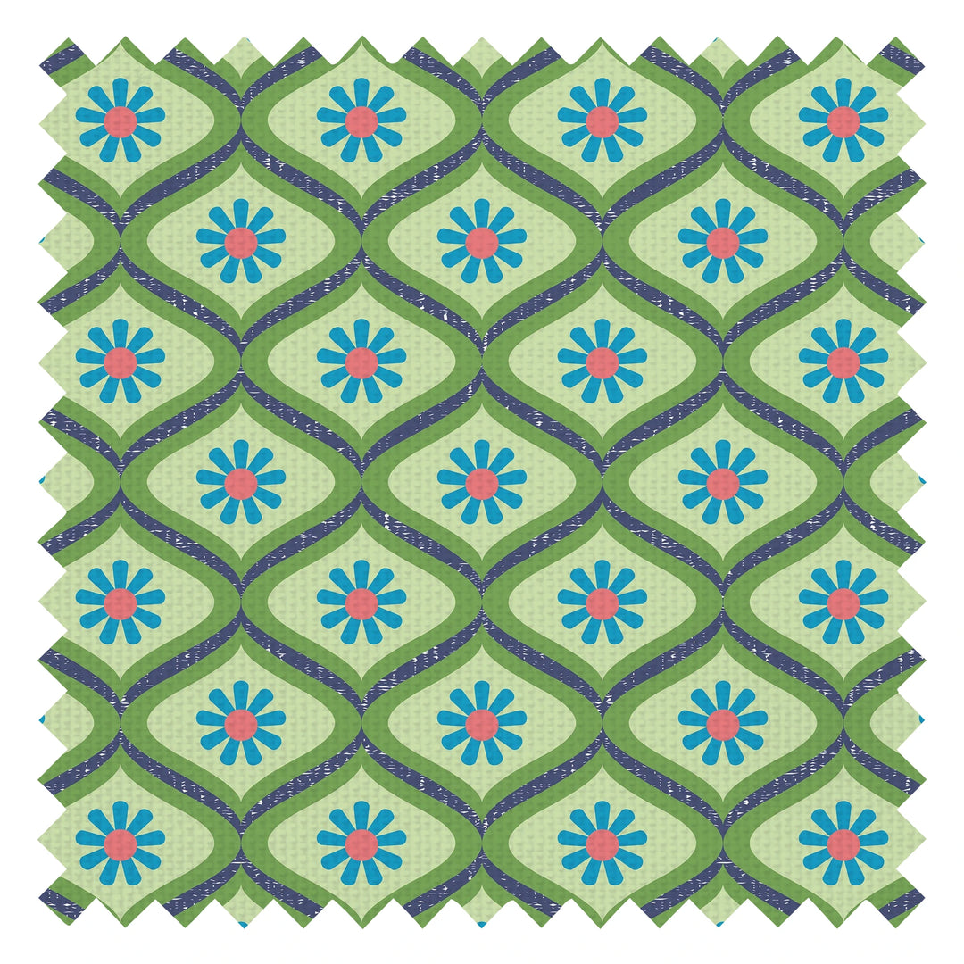 Atomic Teardrop Fabric in Blue and Light Green