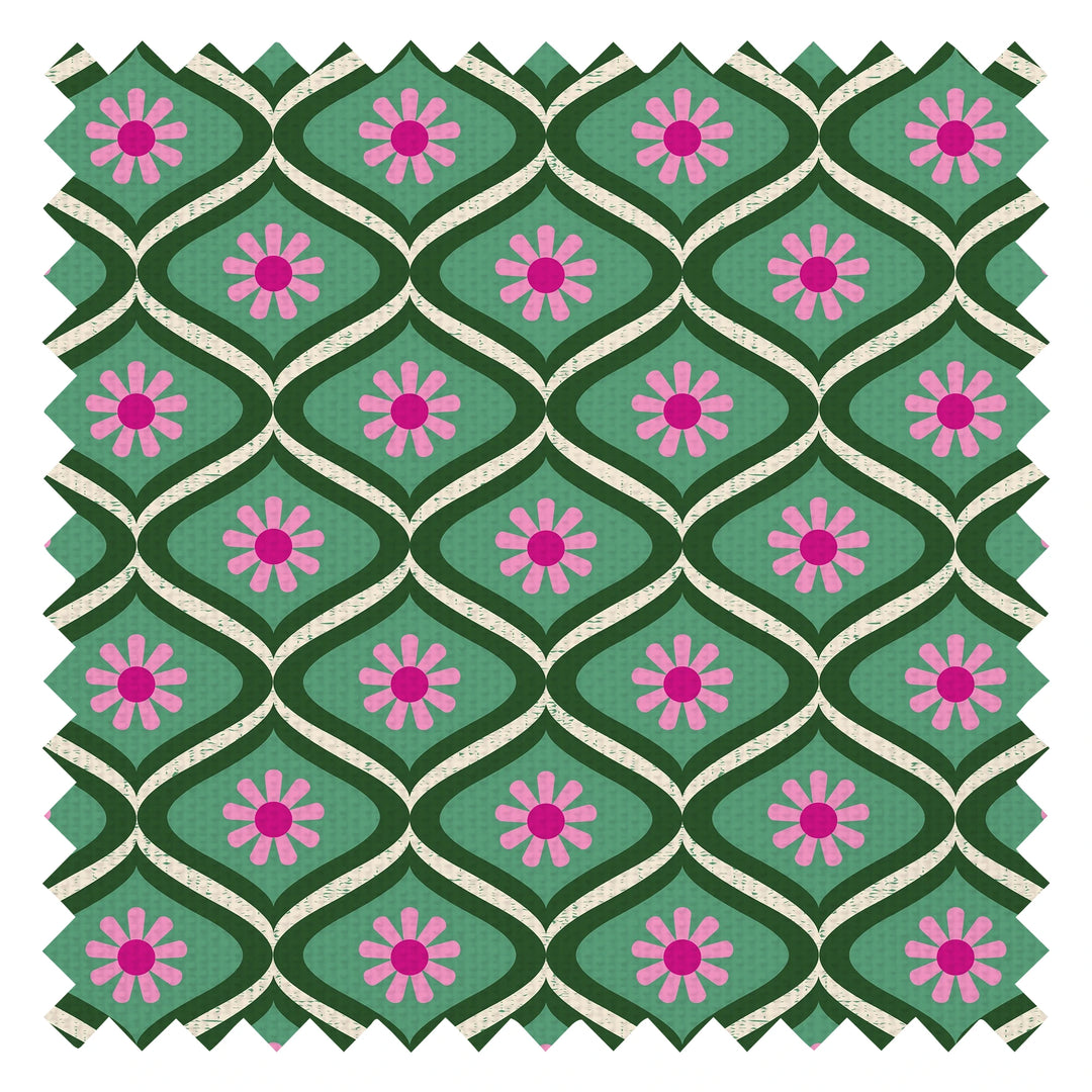 Atomic Teardrop Fabric in Candy Pink and Apple Green