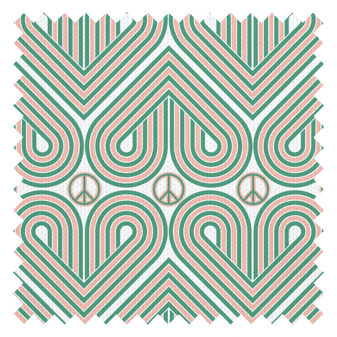 Peace and Love Fabric in Mint Green and Peach