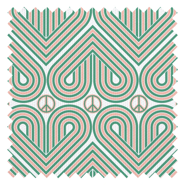 Peace and Love Fabric in Mint Green and Peach