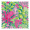 Beneath the Waves Fabric in Hot Pink and Green on Green