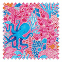 Beneath the Waves Fabric in Blue and Pink on Hot Pink