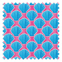 Come out of your Shell Fabric in Blue on Hot Pink Stripe
