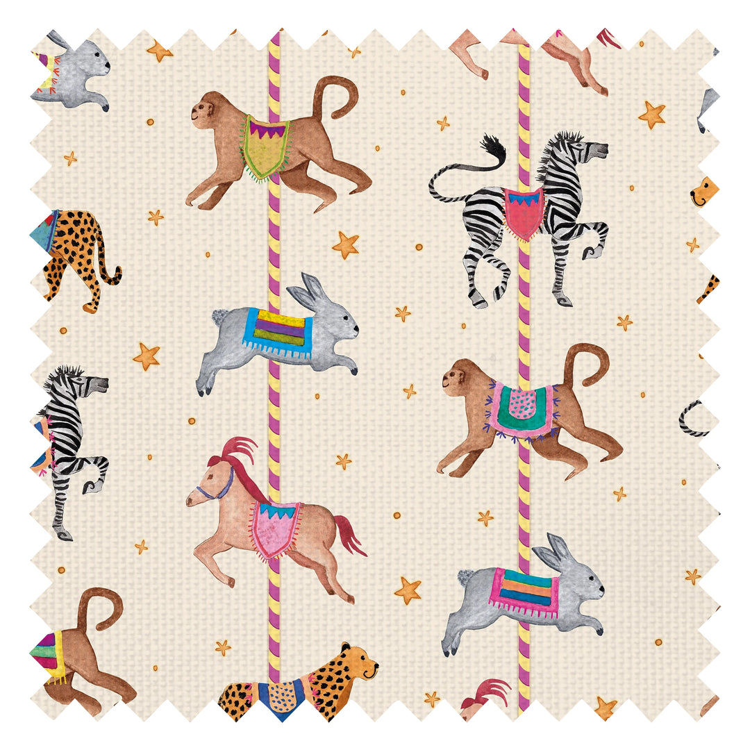 A Carousel of Characters Fabric in Ice Cream