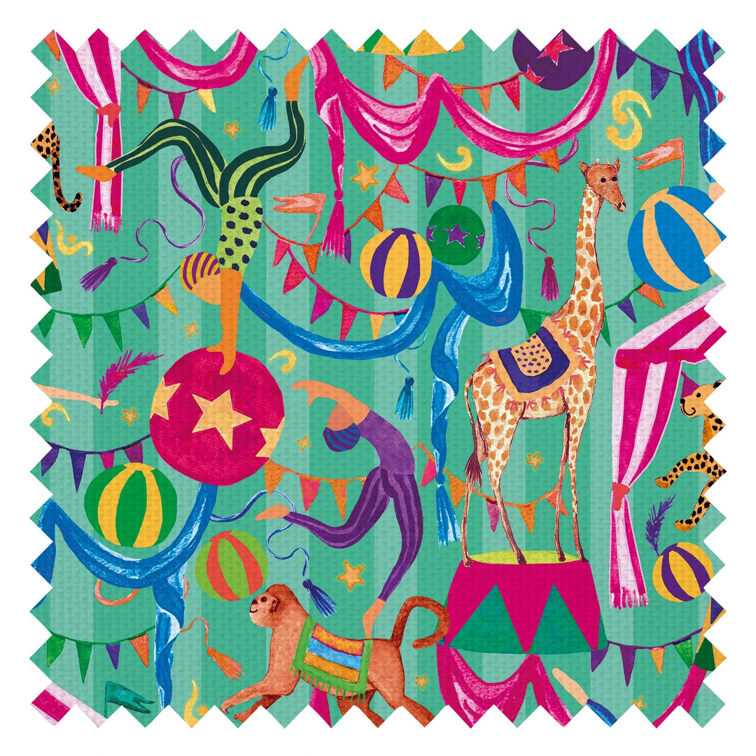 Carnival Capers Stripe Fabric in Mint