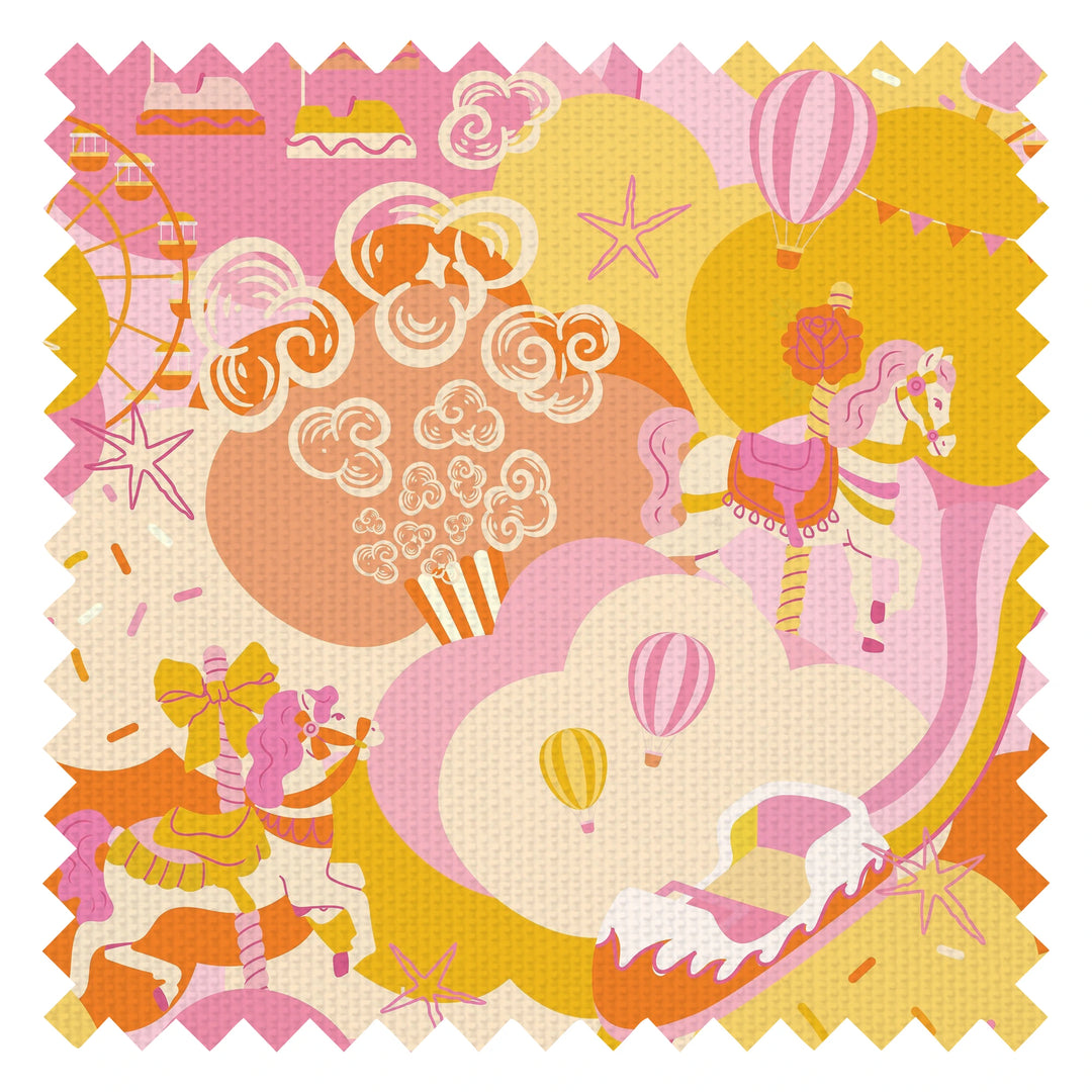 All the Fun of the Fair Fabric in Fruit Salad Pink and Orange