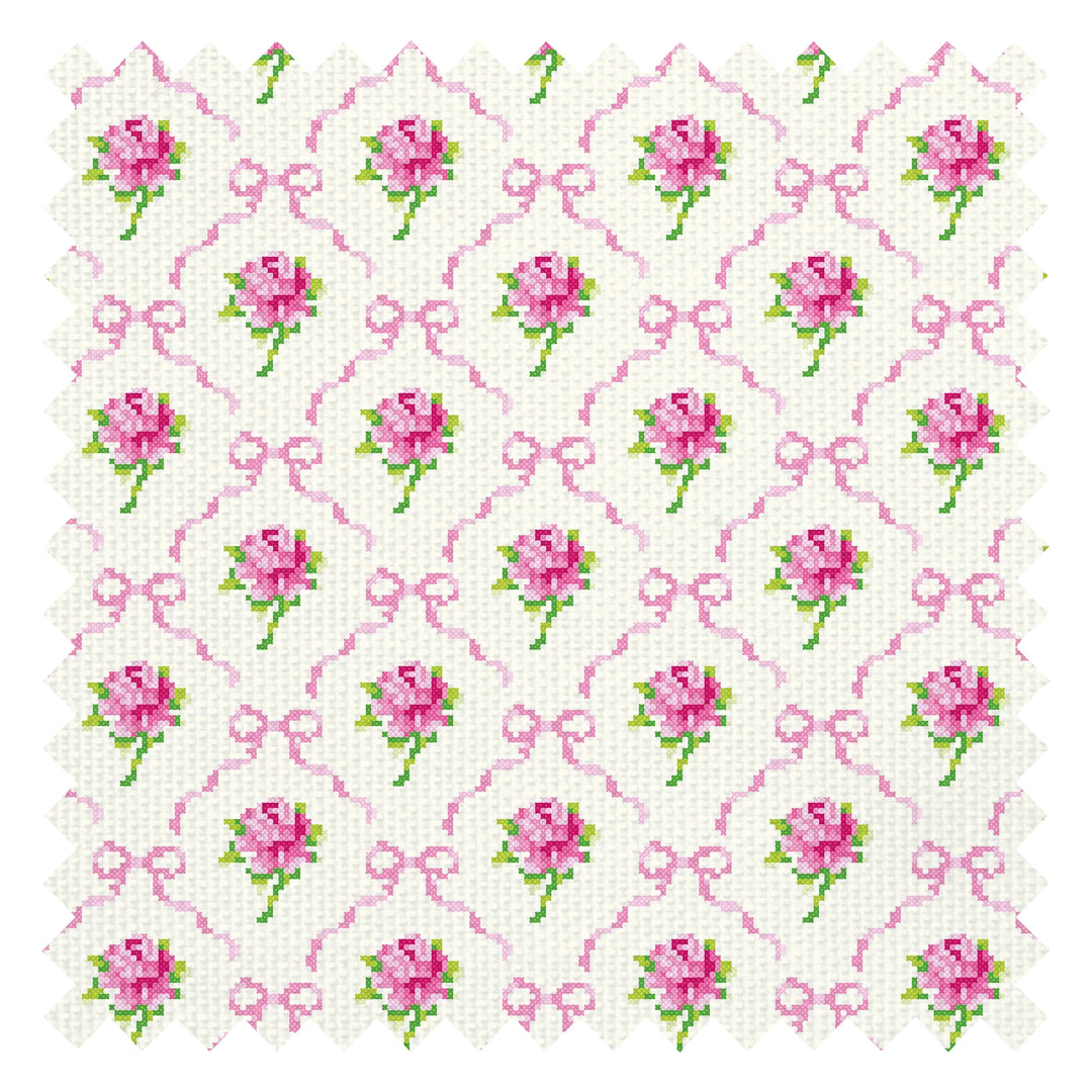 Rose Tinted Fabric in Pink on Double Cream