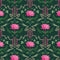 A Prince amongst the Flora Wallpaper in Mottled Green and Hot Pink on Deep Green