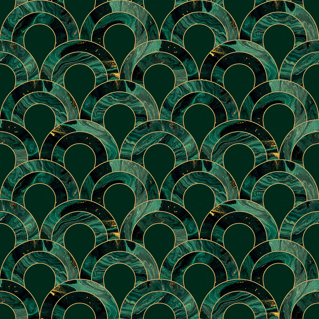 Ariel Wallpaper in Green Marble