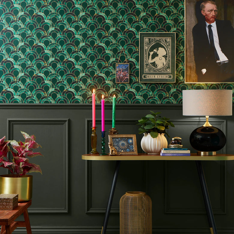 Ariel Wallpaper in Green Marble