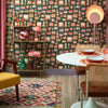 Roomset of vintage devices wallpaper in brights and smashed avocado colourway