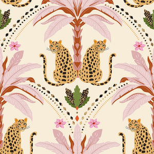 Belize Leopard Wallpaper in Blush on the Cat That Licked the Cream
