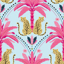 Belize Leopard Wallpaper in Hot Pink on Blueberry