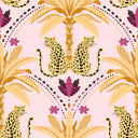 Belize Leopard Wallpaper in Lustrous Gold on Blush