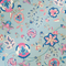 Blooming Bonanza Wallpaper in Cobalt Blue and Raspberry on Sky Blue with Gold Foil