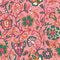 Botanical Boho Wallpaper in Green and Yellow on Pink