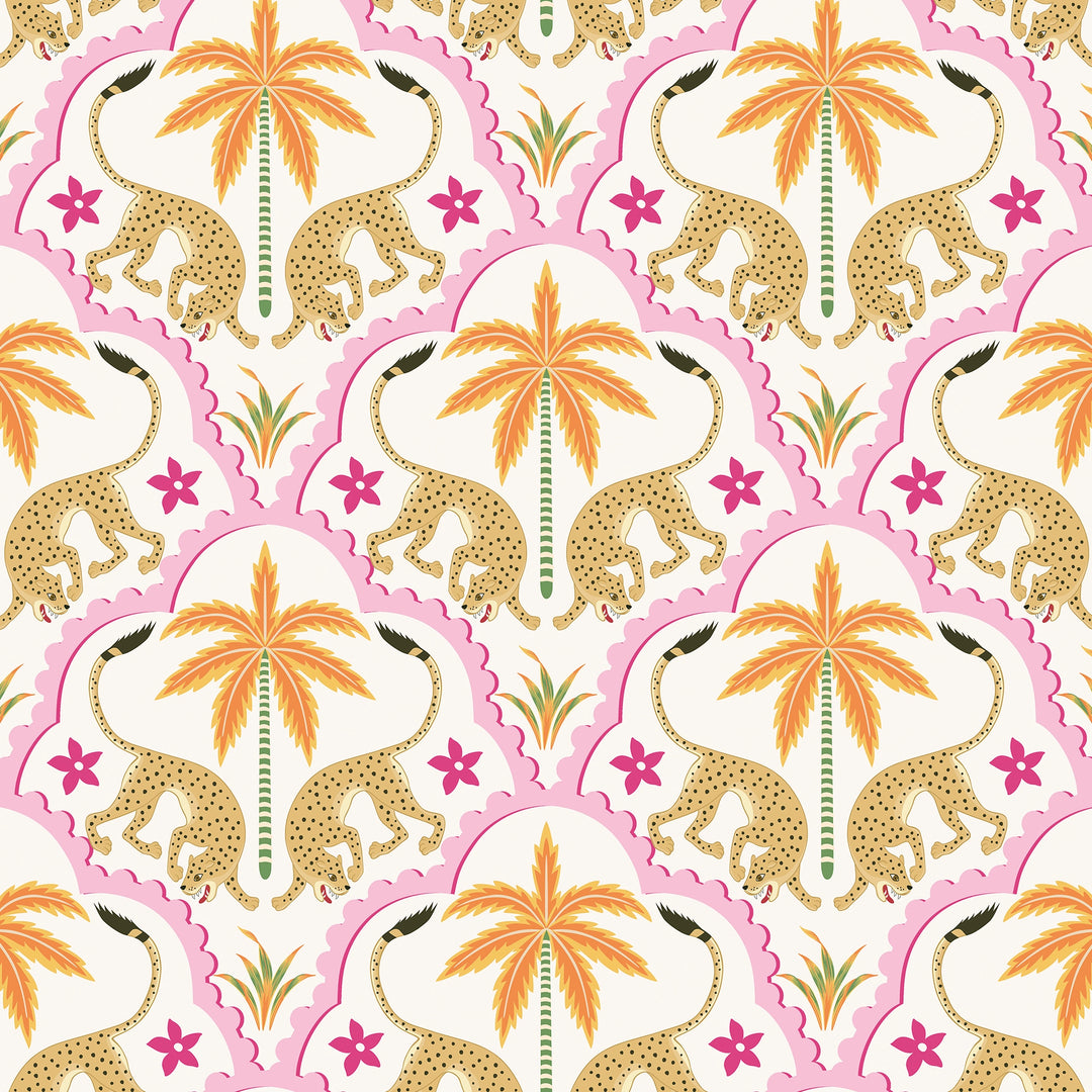 Sample of Bow Down to Leopard Wallpaper in Pink