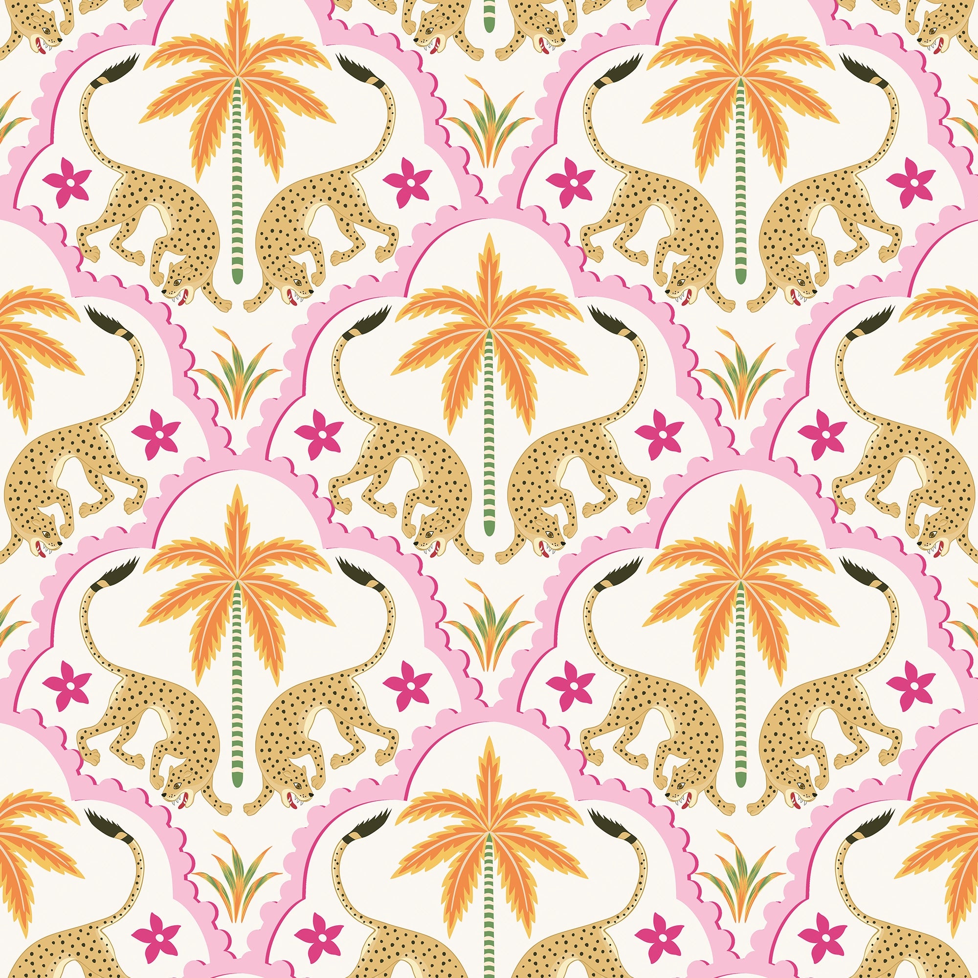 Bow Down to Leopard Wallpaper in Pink