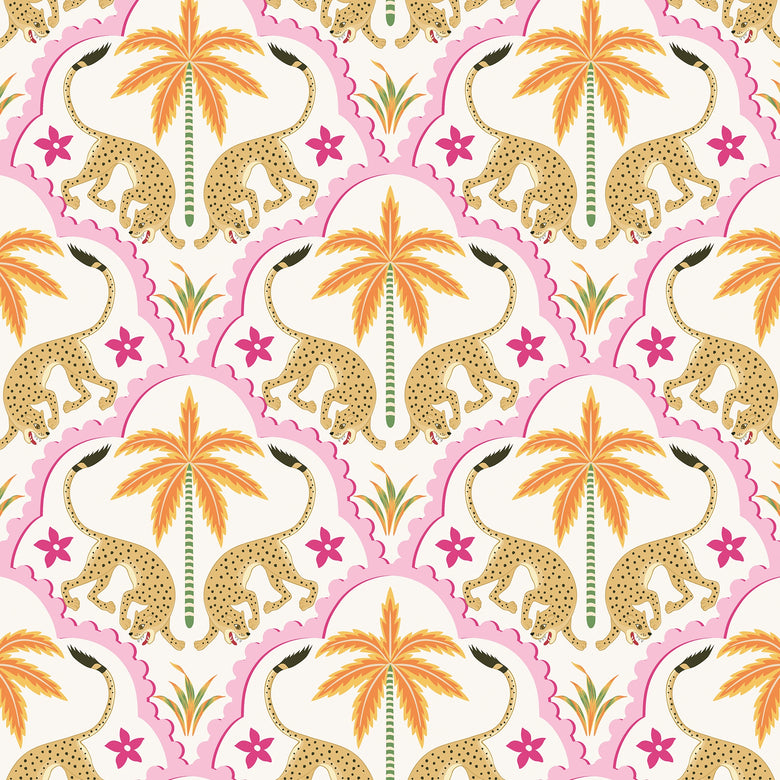 Bow Down to Leopard Wallpaper in Pink