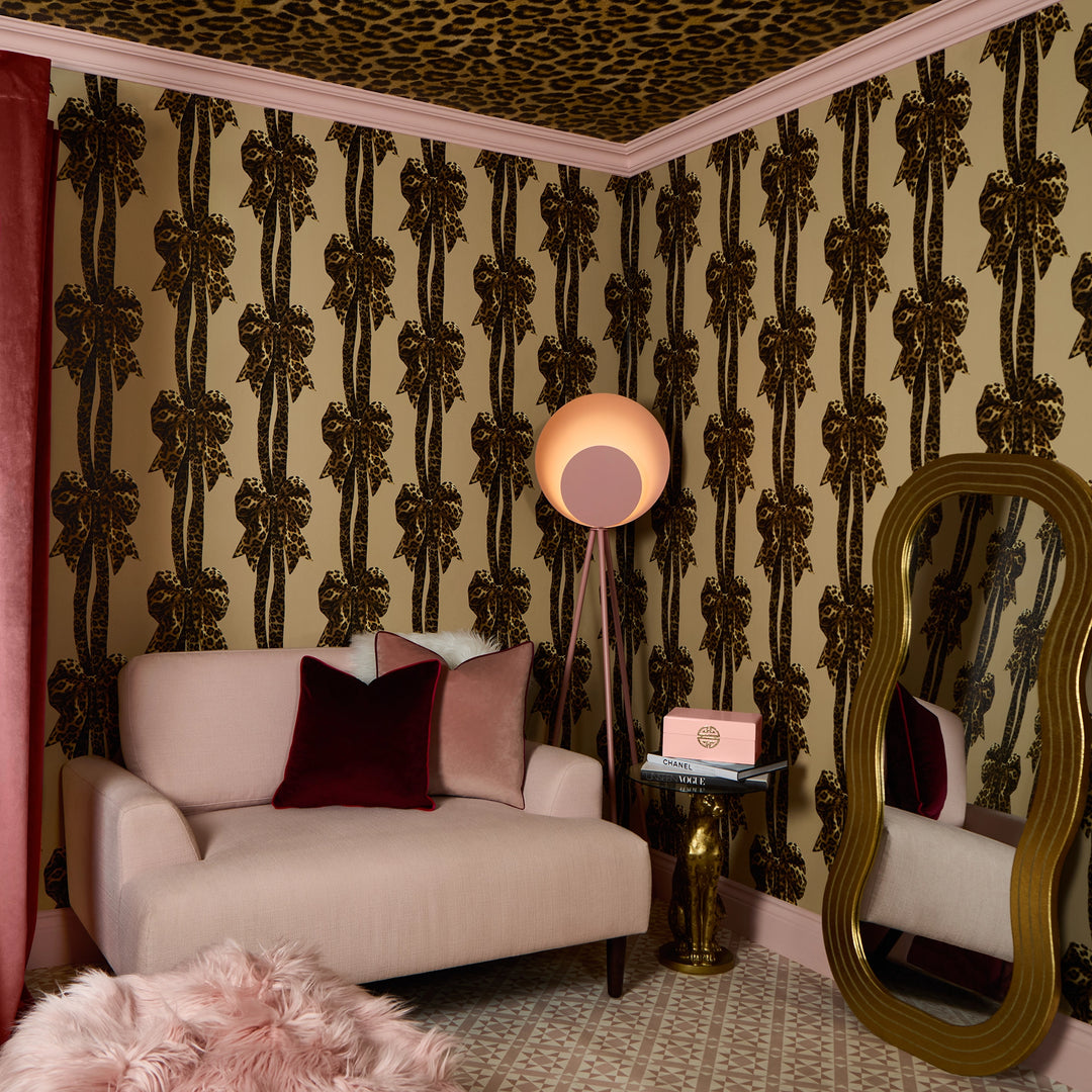 Bow Down to Style Wallpaper in Margay Black and Ocelot Brown