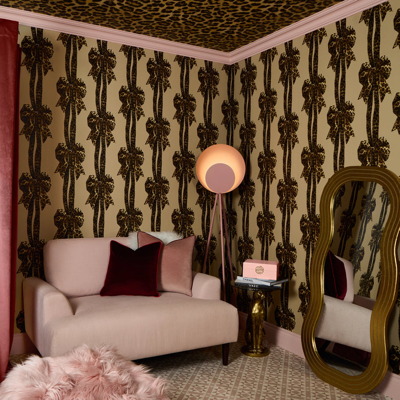 Bow Down to Style Wallpaper in Margay Black and Ocelot Brown