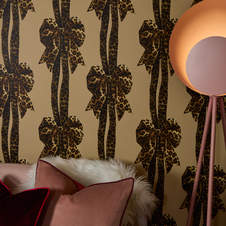 Bow Down to Style Wallpaper in Margay Black and Ocelot Brown