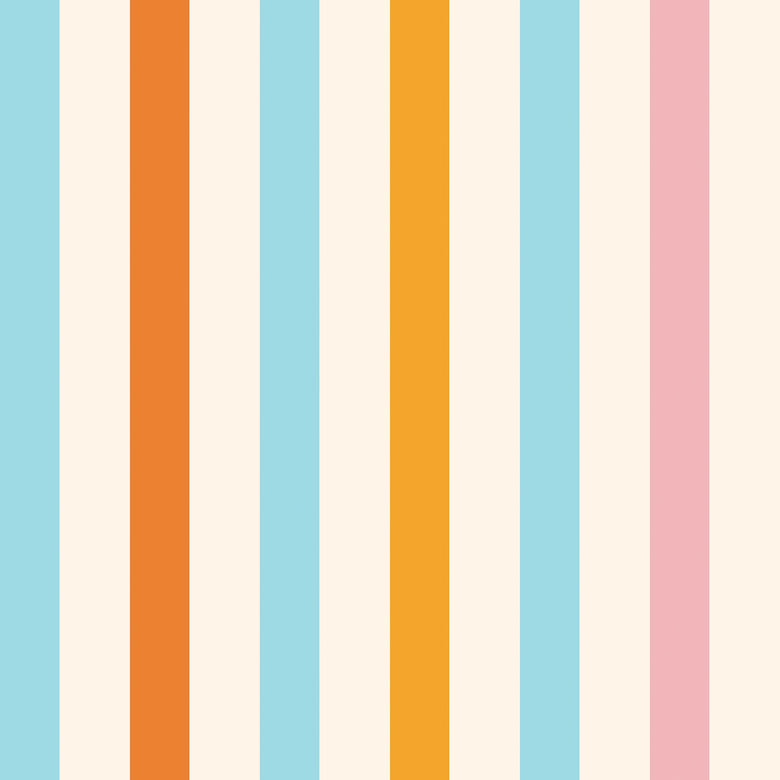 Calypso Carnival Wallpaper in Tropical Technicolour on Melba Cream