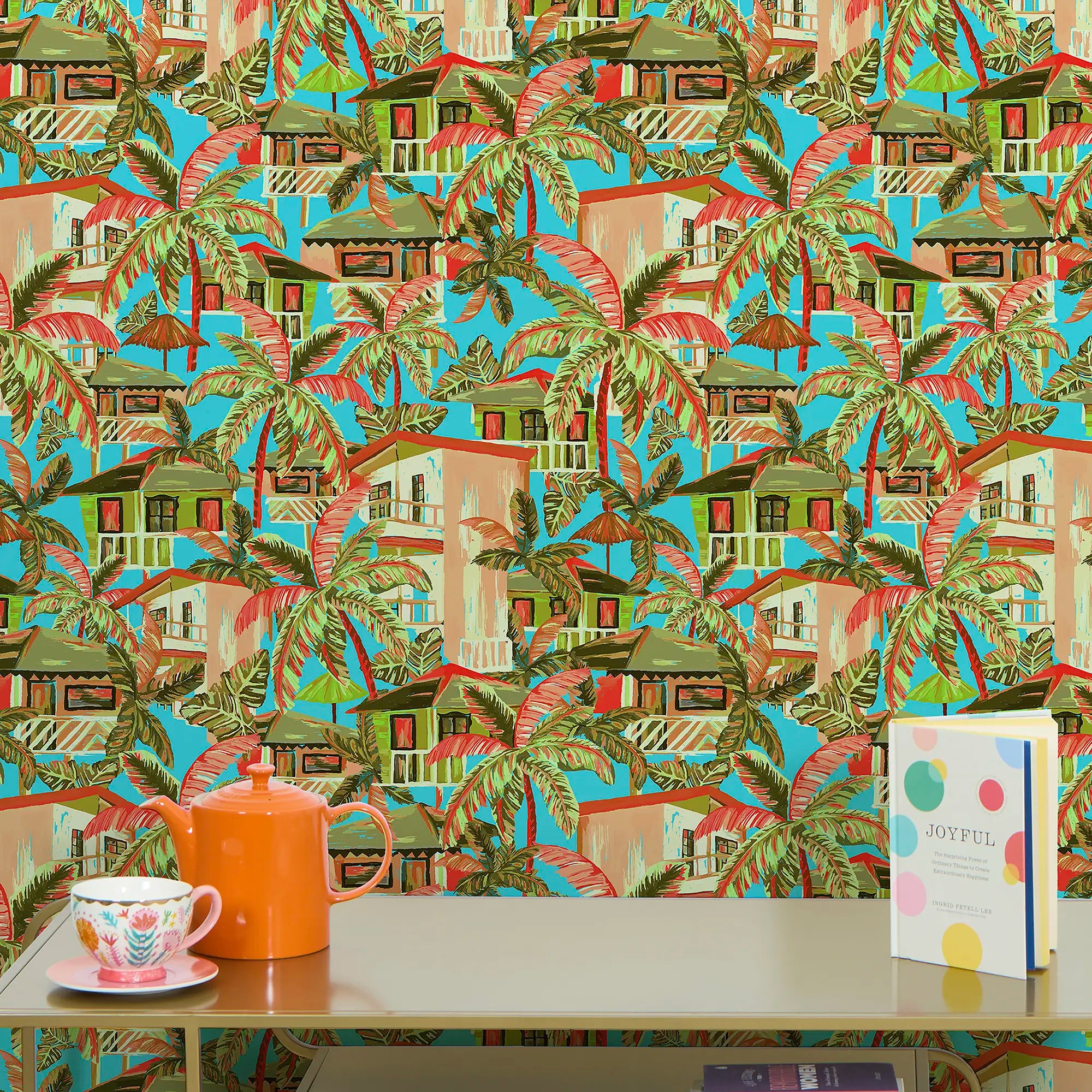 Caribbean Getaway Wallpaper in Ocean Turquoise
