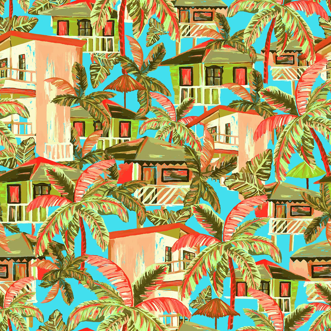 Caribbean Getaway Wallpaper in Ocean Turquoise