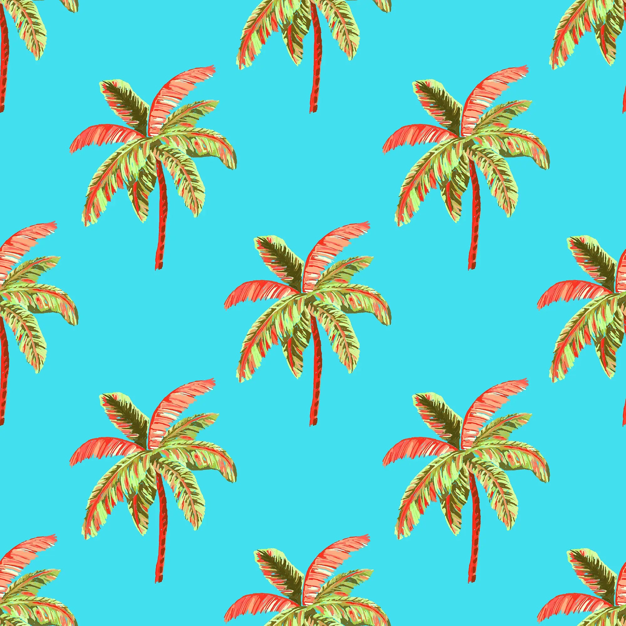 Caribbean Palms Wallpaper in Ocean Turquoise