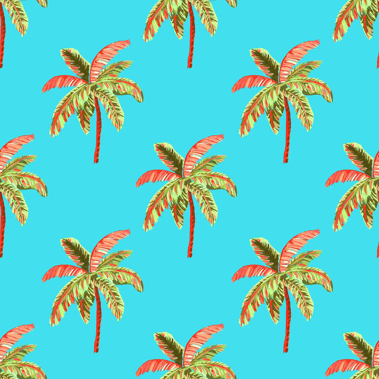 Caribbean Palms Wallpaper in Ocean Turquoise