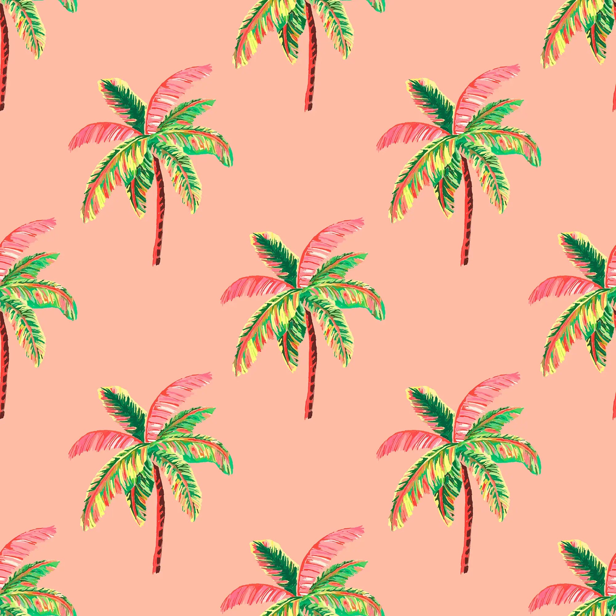 Caribbean Palms Wallpaper in Sunset Pink