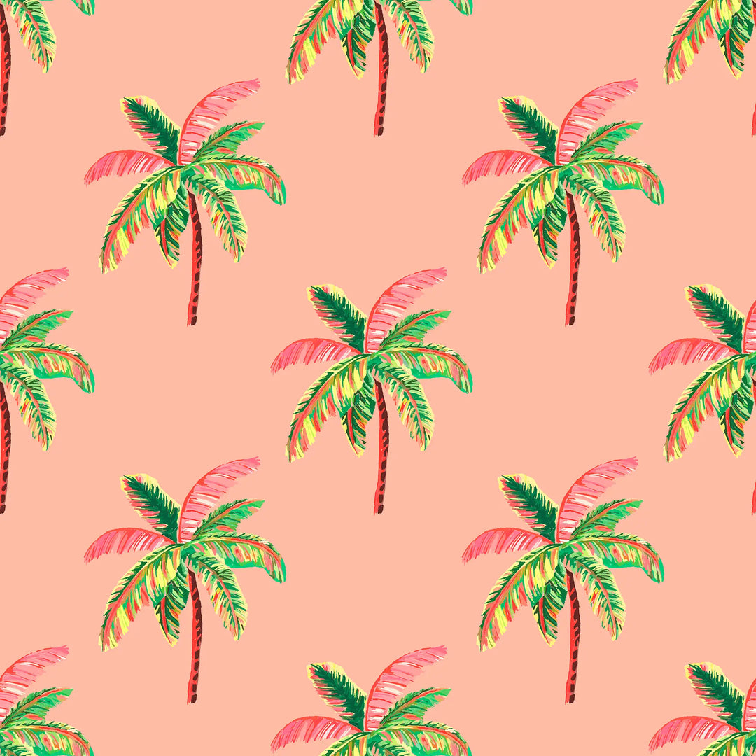 Caribbean Palms Wallpaper in Sunset Pink