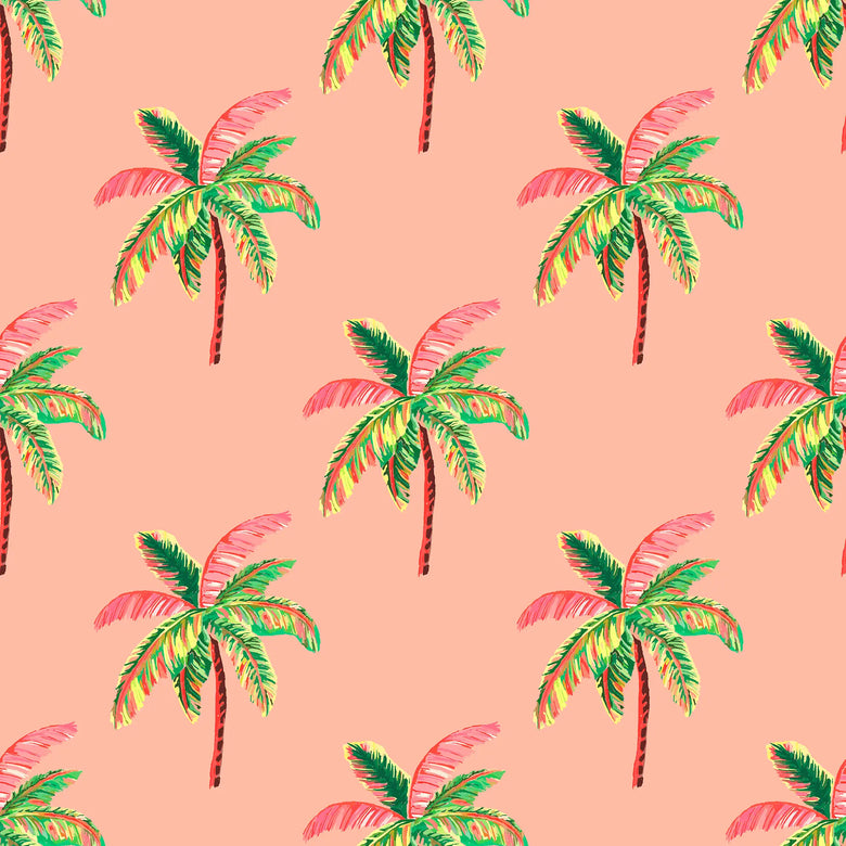 Caribbean Palms Wallpaper in Sunset Pink