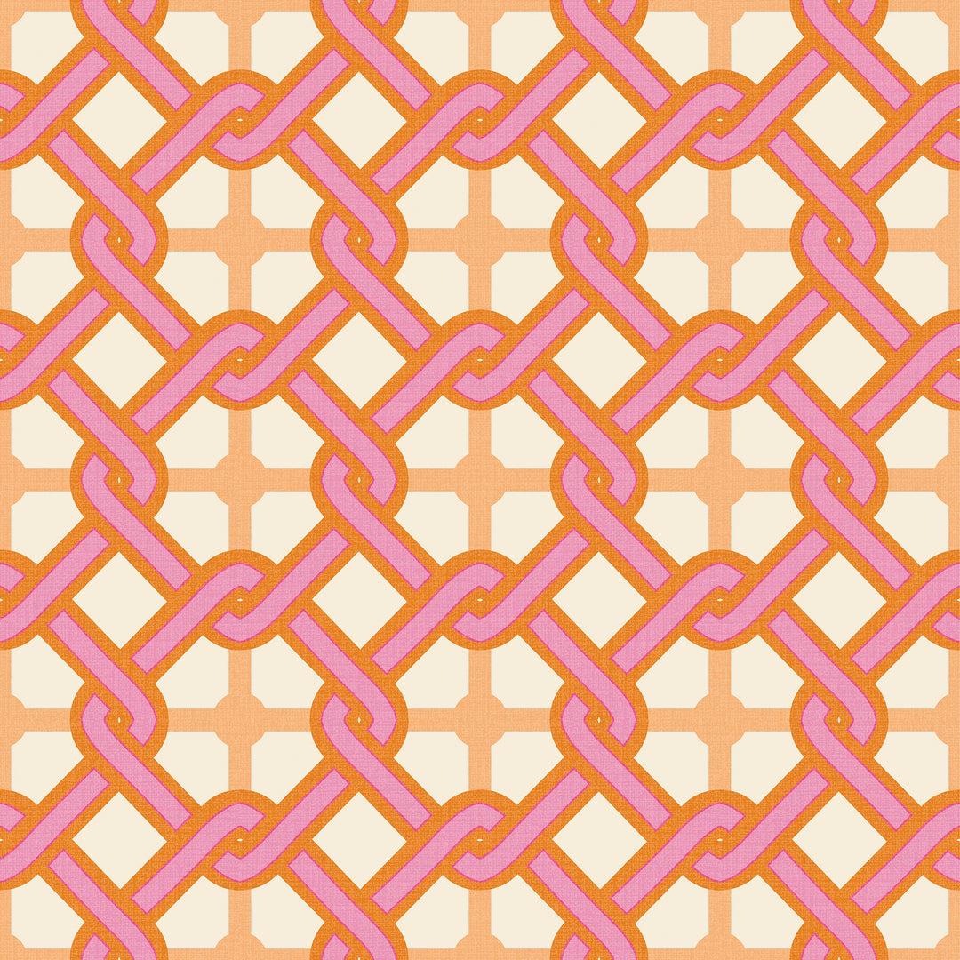 Chain Reaction Wallpaper in Candy Pink & Sunrise Orange