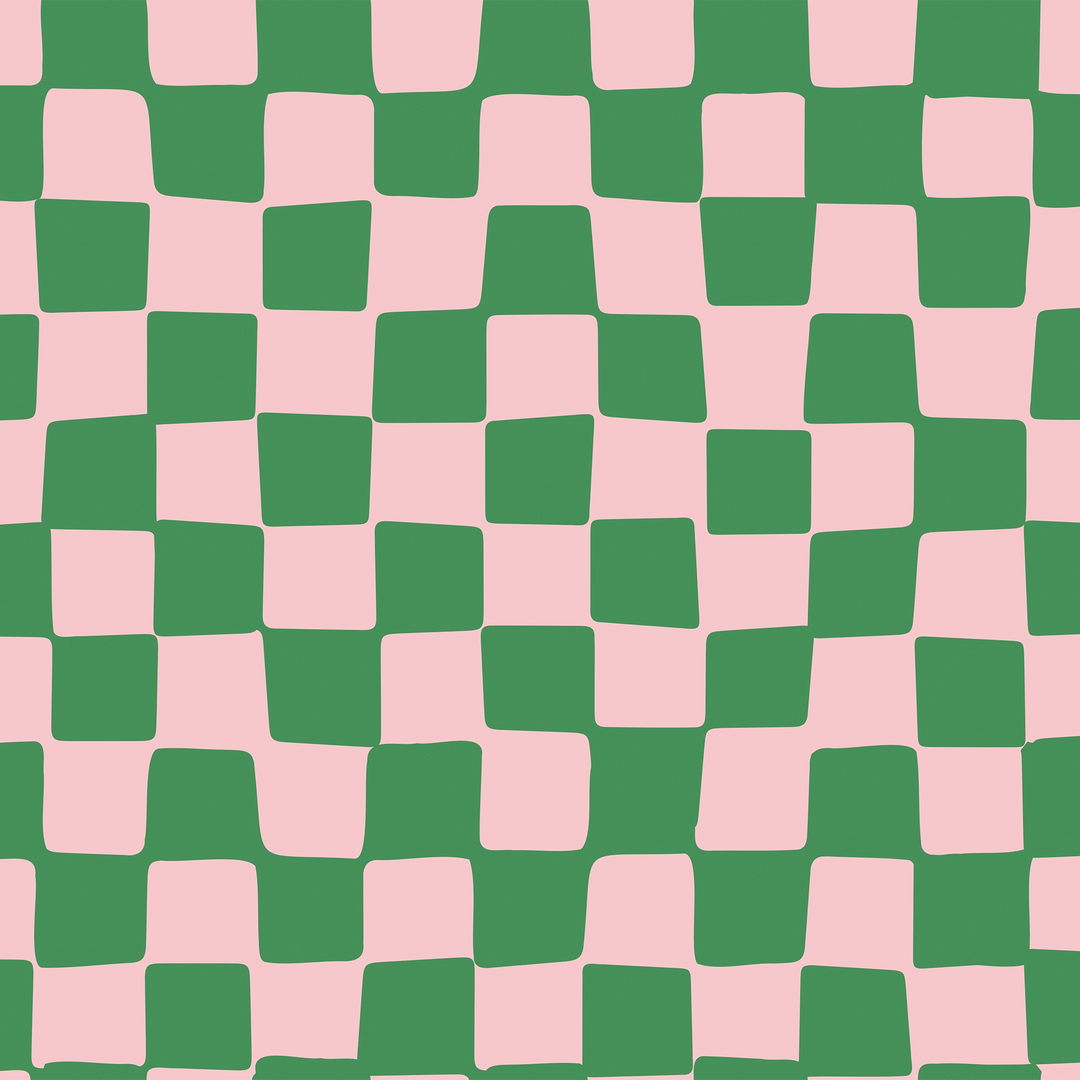 Checkerboard Wallpaper in Pink and Apple Green