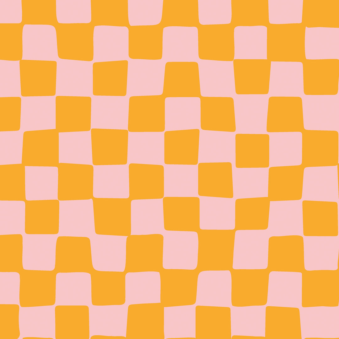Checkerboard Wallpaper in Pink and Orange