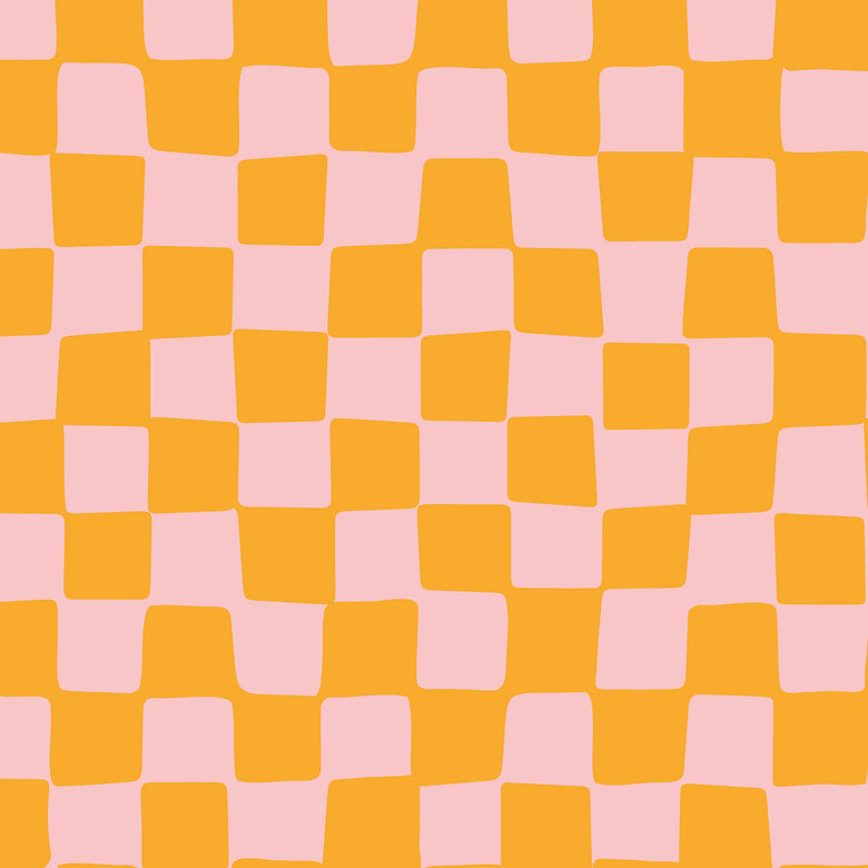 Checkerboard Wallpaper in Pink and Orange