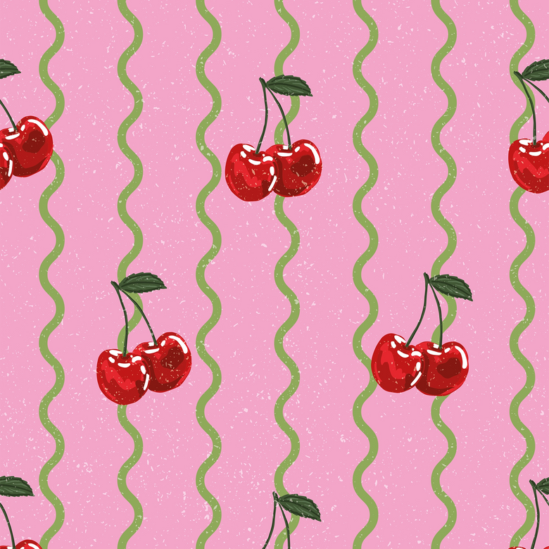 Cherry Delicious Wallpaper in Pink and Apple Green
