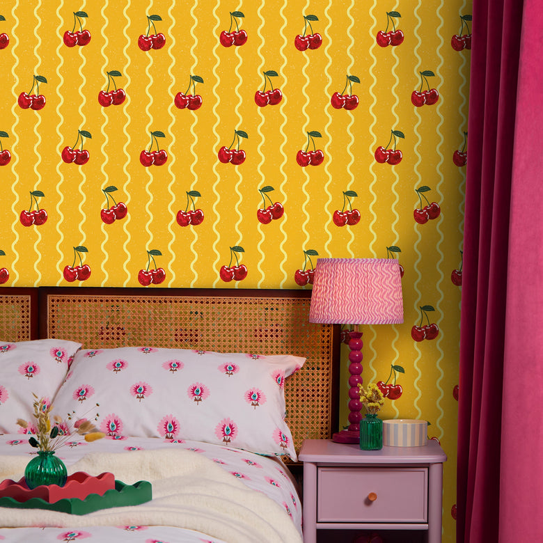 Cherry Delicious Wallpaper in Yellow and Lemon