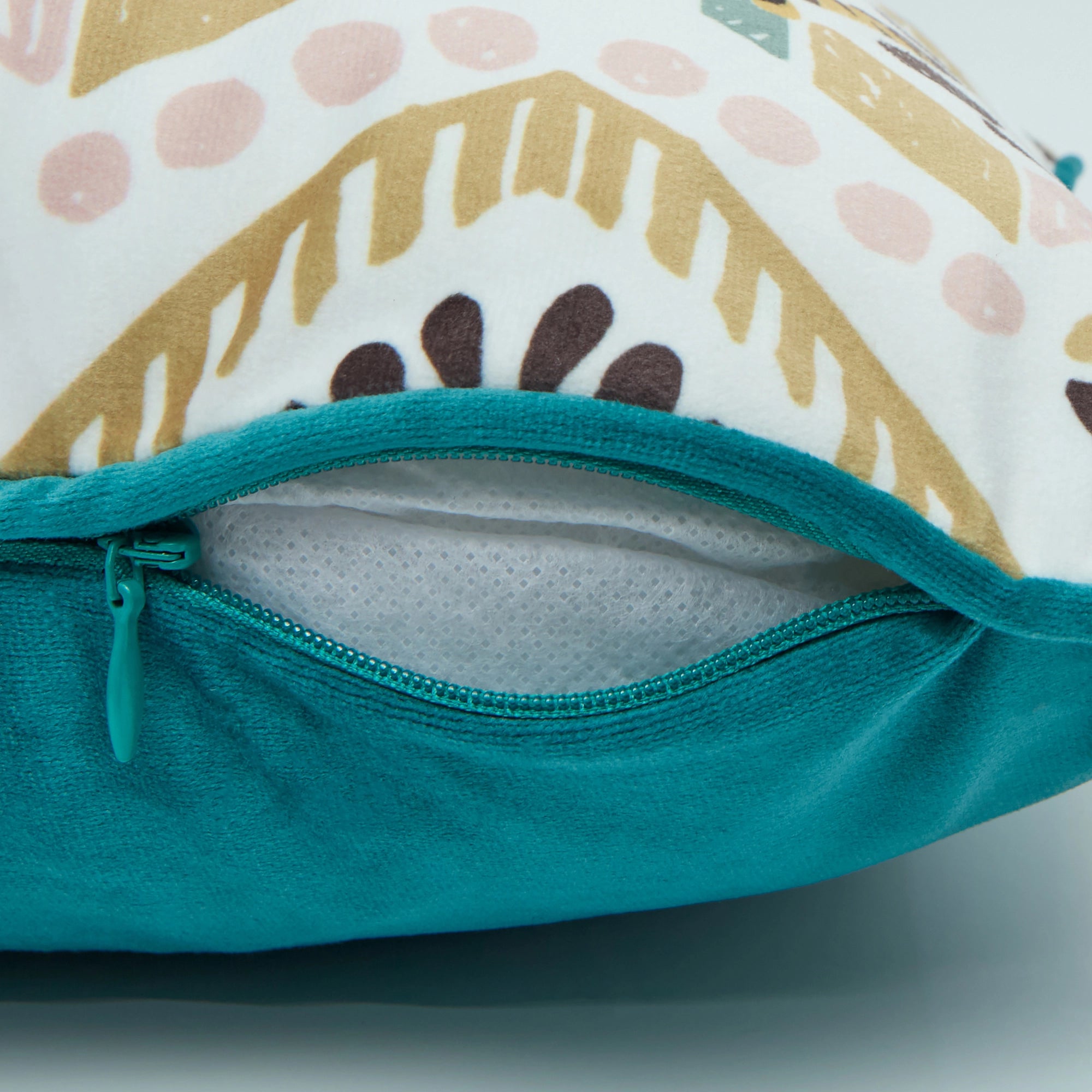 Clawdia Bolster Cushion in Blush, Mustard and Pine Green