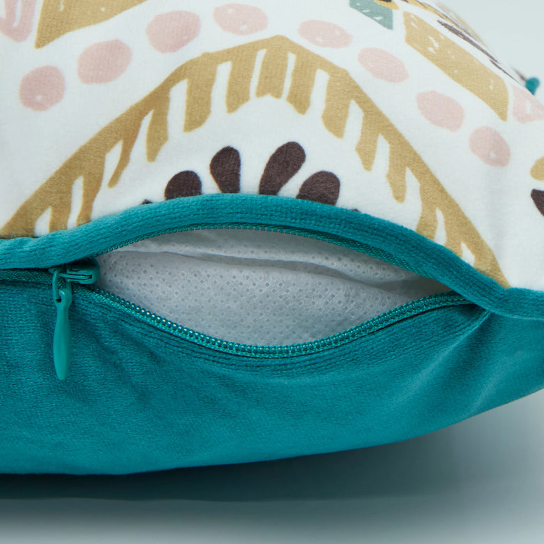 Clawdia Bolster Cushion in Blush, Mustard and Pine Green