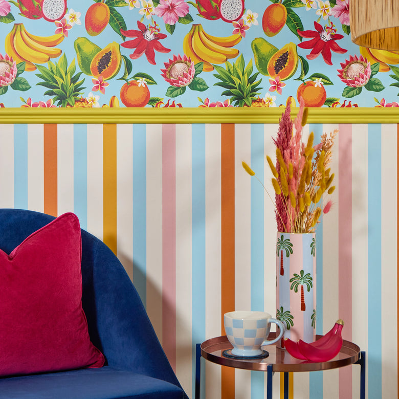 Club Tropicana Wallpaper in Sky Blue
