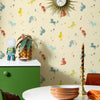 Cosmic Cats Wallpaper in Sunset Shades on Lemon Sorbet